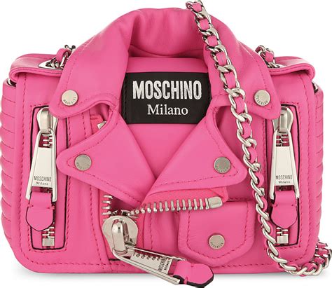 Moschino Biker Jacket Leather Shoulder Bag Pink In Pink Lyst