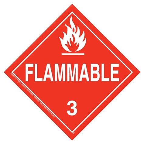 Class 3 Flammable Liquid Placard Worded 25 Pk 10 75 X 10 75