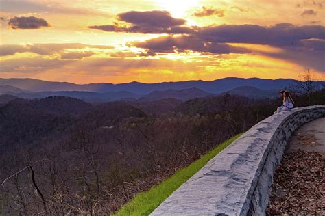 Couple Watching Sunset In Smoky Mountains National Park Photograph By