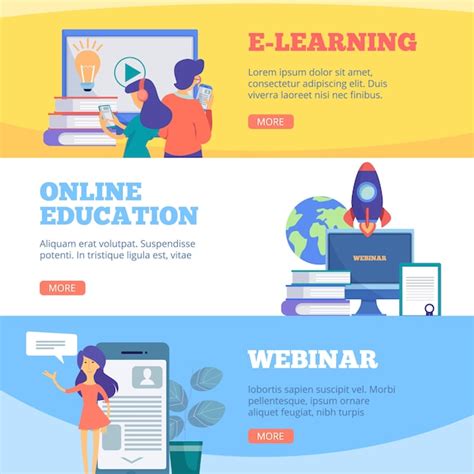 Premium Vector Online Education Banners Webinar Web School