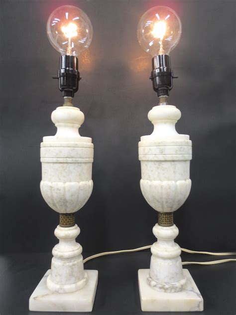 Vintage Ornate Marble Alabaster Table Lamps 16 Made In Italy Urn