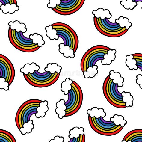 Rainbow Seamless Doodle Pattern Stock Illustration Illustration Of