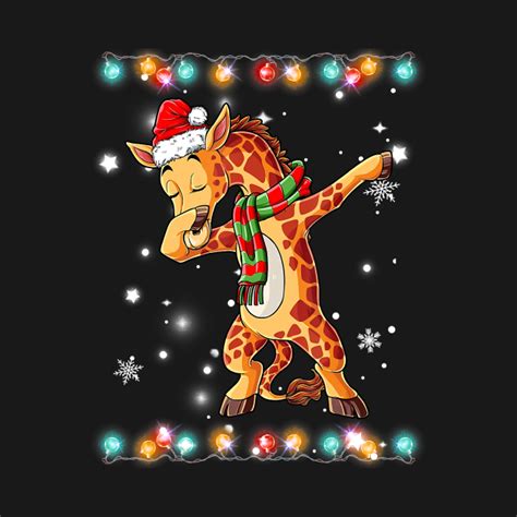 Dabbing Giraffe Santa Christmas Animal Lover Giraffe T Shirt