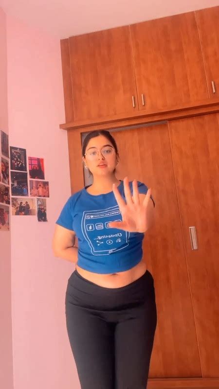 Chubby Desi Girl Huge Boobs Nad Deep Big Navel In Blue Shirt And Black