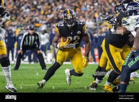 Pittsburgh Steelers Running Back Najee Harris 22 Rushes During An Nfl