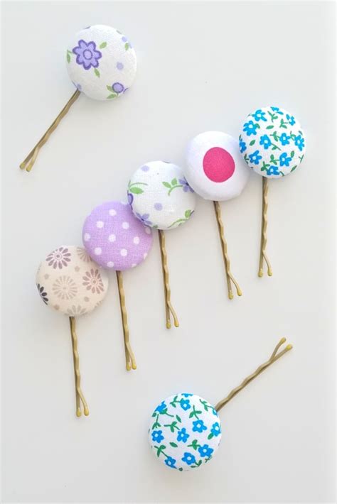 Decorative Bobby Pins Made With Fabric Covered Buttons