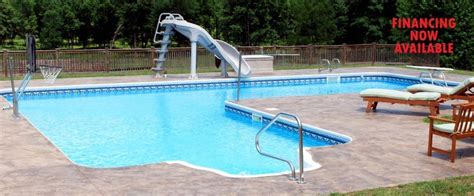 Pool With Slide And Diving Board Backyard Pool Pool Installation