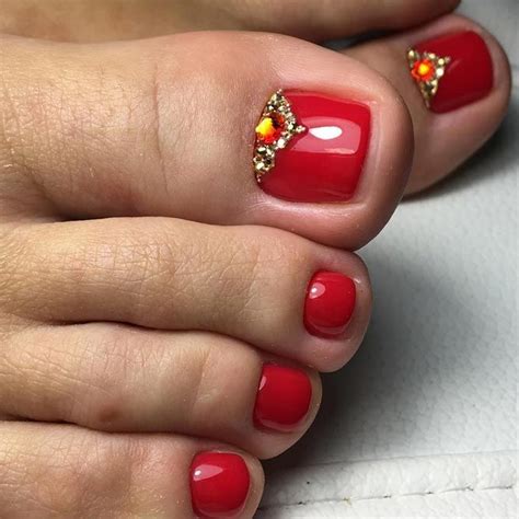 Pretty•pedicures Toe Nail Art Red Pedicure Toe Nails