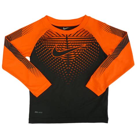 Nike - Nike Swoosh Little Boys Orange & Black Dri-Fit Long Sleeve Athletic T-Shirt - Walmart.com 