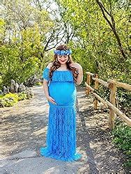 Myrisam Women Maternity Lace Mermaid Gown Off Shoulder Ruffle Slim