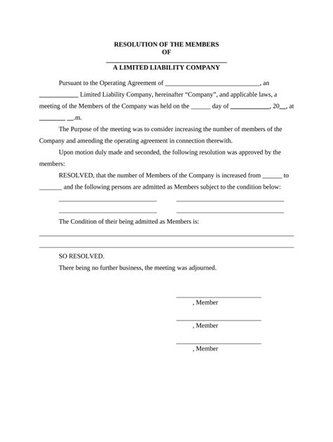 Llc Member Resolution Fill Out And Sign Online Dochub