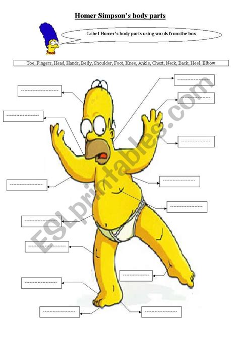 Homer Simpson Body Parts Esl Worksheet By Sassouki