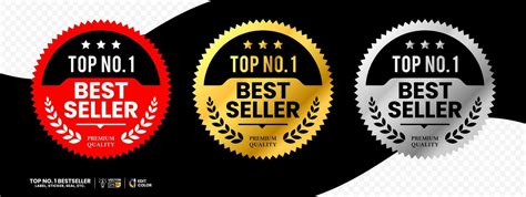 Top Number One Best Seller Vector Label In Red Gold And Silver Color