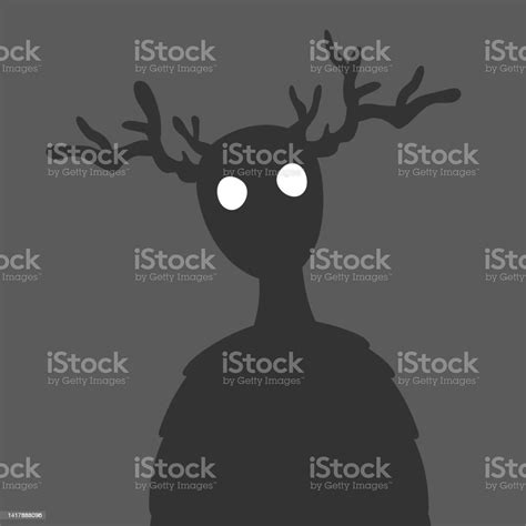 Forest Monster With Horns Halloween Monster Silhouette With Horns