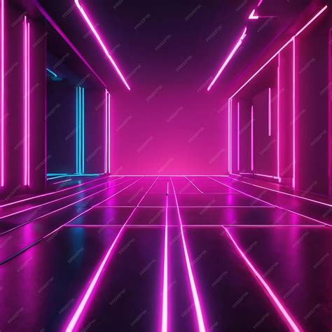 Premium Ai Image 3d Abstract Background Render Two Pink Neons Light