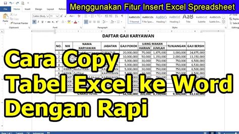 Cara Copy Tabel Excel Ke Word Dengan Rapi Youtube