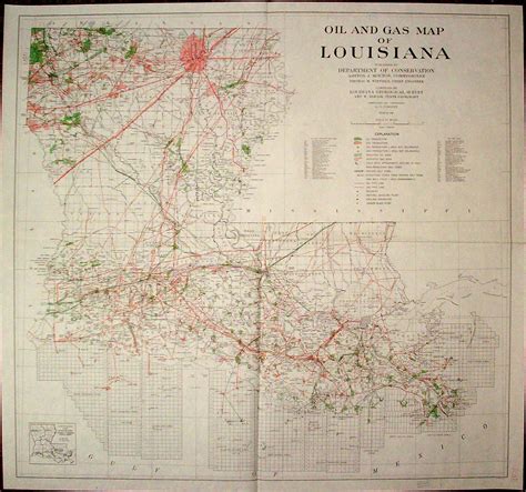 Oil And Gas Map Of Louisiana Art Source International