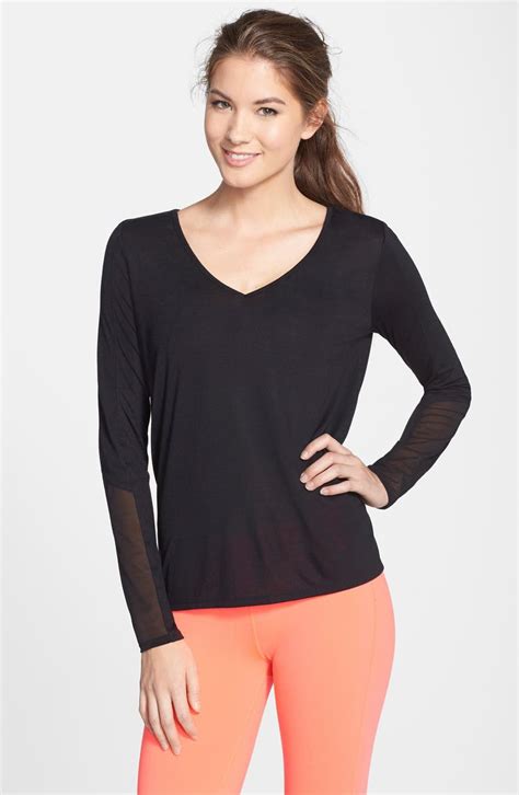 Alo Valley Mesh Inset T Back Top Nordstrom
