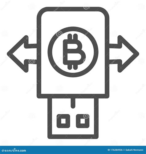 Bitcoin Transportation Line Icon Secure Key Device And Arrows Symbol
