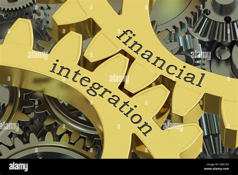 financial integration concept on the gearwheels, 3D rendering Stock ...