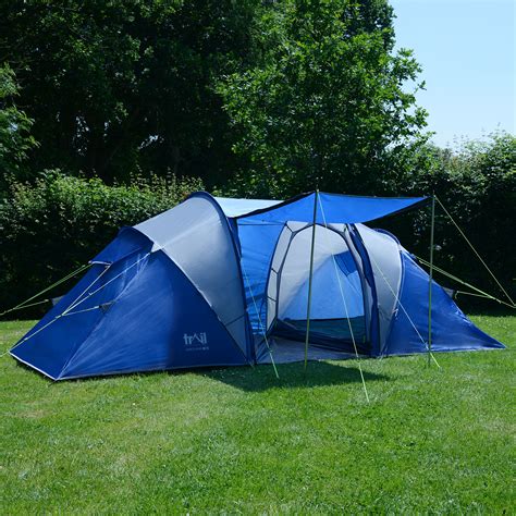 The separate bedroom pods each sleep up to 4 people and provide greater privacy over a standard tent design. Trail 4 Man Family Tunnel Tent With Awning Camping ...