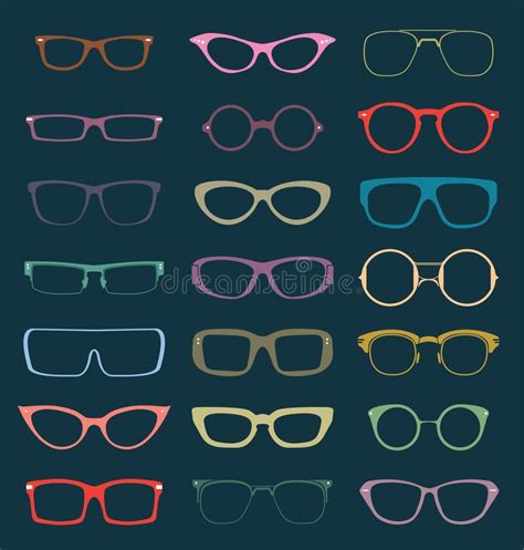 Vector Set Retro Glasses Silhouettes In Color Stock Illustration Retro Glasses Illustration