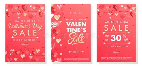 Valentines Day Special Offer Banners Stock Vector Illustration Of
