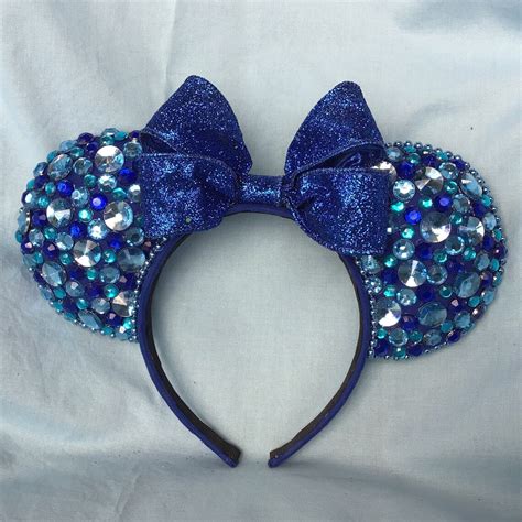 Blue Bedazzled Mickey Ears Sparkly Mickey Ears Fancy Mickey Etsy