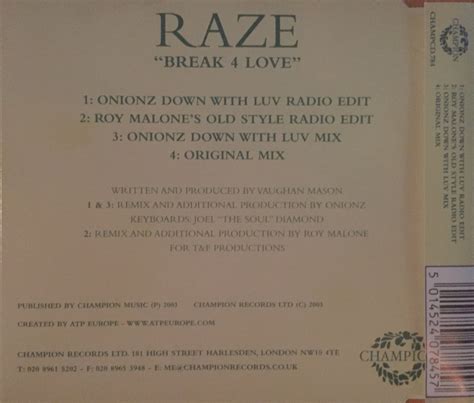Raze Break 4 Love Cd Single Champion Records