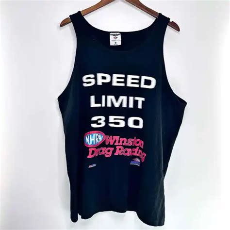 Vintage Nhra Winston Drag Racing Tank Shirt Blur Speed Limit 350 Sz Xl