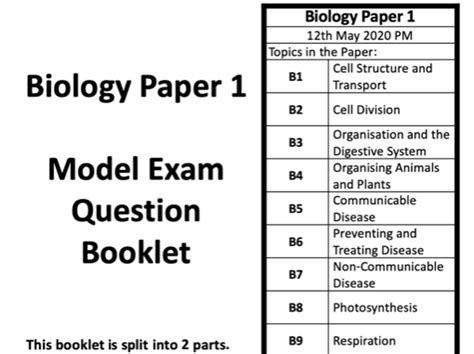 Aqa Gcse Biology Paper 1 Revision Booklet Teaching Resources