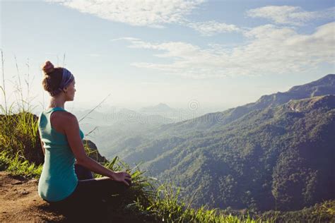Meditation In The Mountains Stock Image Image Of Alone Female 20244617