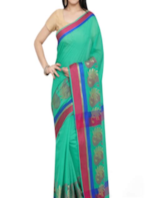 Buy Saree Mall Green Solid Art Silk Saree Sarees For Women 2002139 Myntra