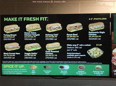 Menu At Subway Restaurant Anaheim 3080 E La Palma Ave