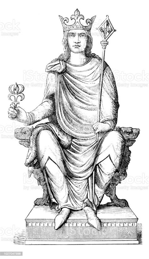 Philip Ii Augustus King Of France 13th Century Portrait Illustration