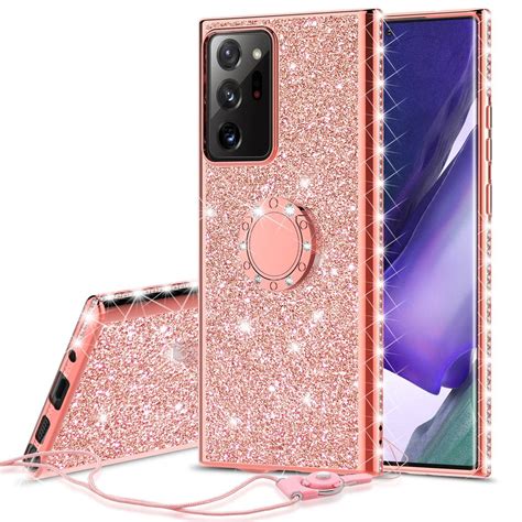 Cute Glitter Phone Case Kickstand For Samsung Galaxy Note 20 Ultra Case