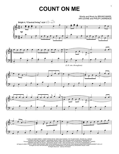 Count On Me Classical Version Sheet Music Bruno Mars Piano Solo