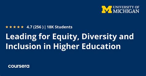 leading for equity diversity and inclusion in higher education coursya