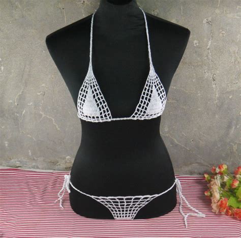 Discount Handmade Crochet Micro Bikini G Thong String Mini Bikini Set