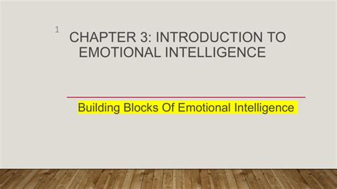 Building Blocks Of Emotional Intelligence