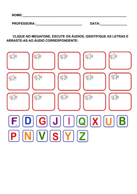 Reconhecimento dos sons das letras online worksheet for EDUCAÇÃO INFANTIL You can do the