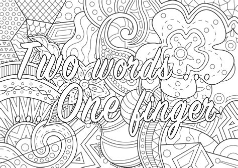 Two Words One Finger Swear Word Coloring Page Mandalas And Art