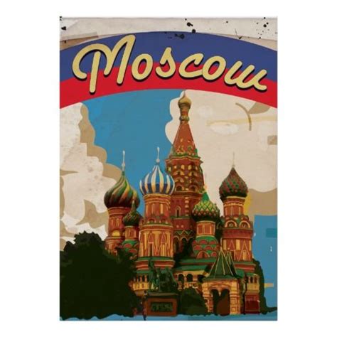Poster Affiche Vintage De Voyage De Moscou Moscou Du Zazzle Be