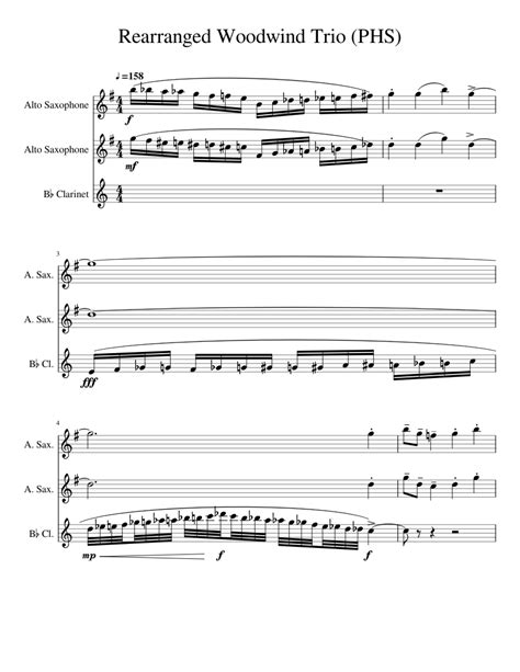 Rearranged Woodwind Trio Phs Sheet Music For Clarinet In B Flat