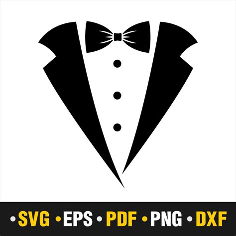 Tuxedo Svg Bow Svg Suit Svg Vector Cut File Cricut Silhouette Pdf