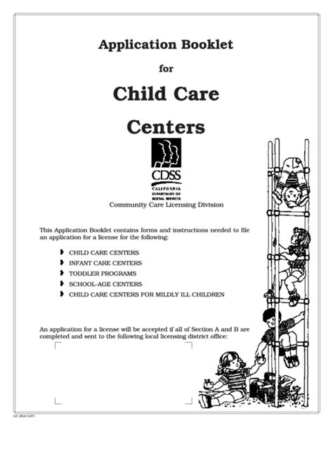 Form Lic 281a License Application And Instructions For Child Care