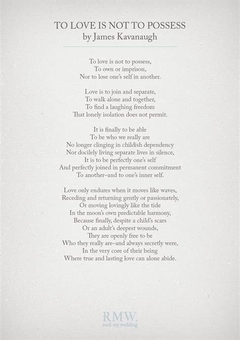 To Love Is Not To Possess By James Kavanaugh Wedding Readings