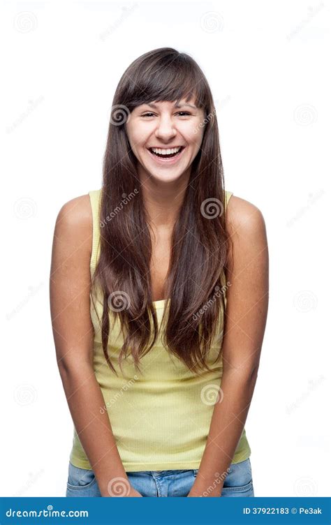 Attractive Caucasian Laughing Girl Stock Image Image Of Pretty Isolated