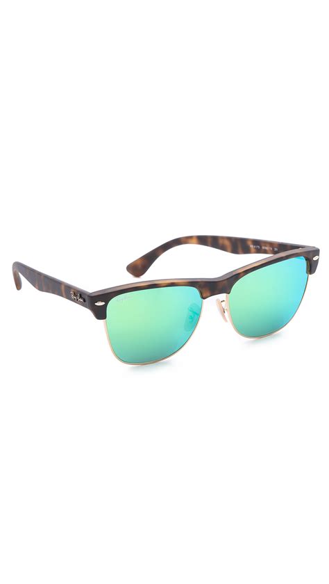 ray ban oversized clubmaster sunglasses with mirrored lens in green for men lyst