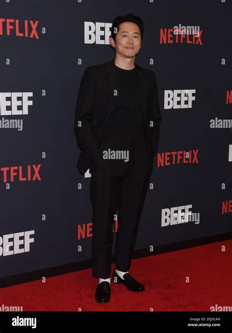 Steven Yeun Arriving To Netflixs Beef Los Angeles Premiere Held At